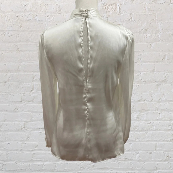 Zara Satin Effect High Neck Blouse in White Size Small - Picture 3 of 6